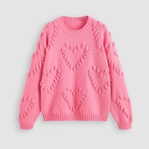 Pink heart textured sweater 💕